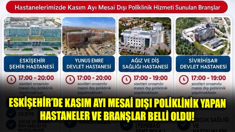 Ak�am Saatlerinde Sa�l�k Hizmeti: Eski�ehir�de Mesai D��� Poliklinik Veren Hastaneler